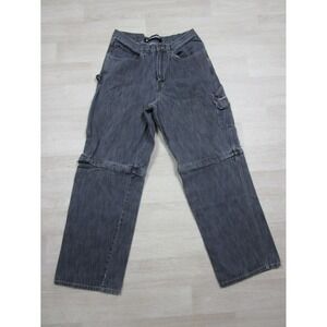 Vintage Joe Boxer Convertible Cargo Jeans 8-Ball Logo 30.5x29.5 Wide Leg Skater